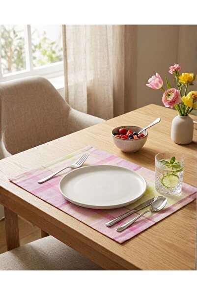 Merfico American Service Set of 2 Plaid Pink 35X50 cm