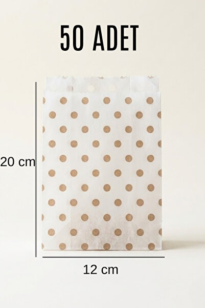 ASL ArtPaper 50 Adet Beyaz Üzeri Altın Puantiyeli Kese Kağıdı ve Hediye Ambal...