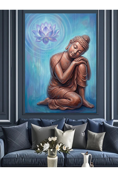 Artmeg Statuie decorativă din pânză cu Buddha liniștit în meditație - Tablou ...