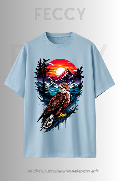FECCY Tricou unisex supradimensionat cu imprimeu Premium Eagle Hunter, pentru...