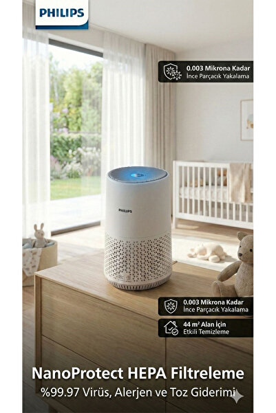 Philips 44 m² Akıllı Hava Temizleyici Kompakt Oda HEPA Filtre Toz Polen Alerj...
