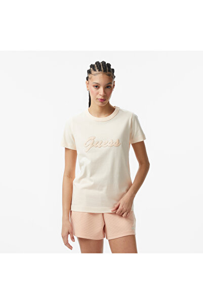 Guess Boxy Fit Kadın Ekru T-Shirt