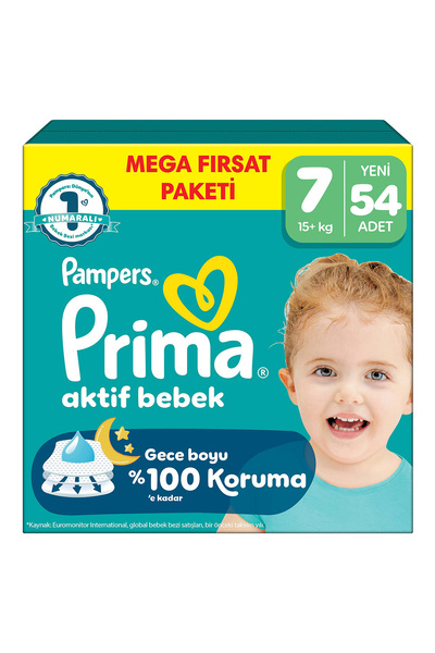 Prima Aktif Bebek Mega Fırsat Paketi 7 Beden 54 Adet