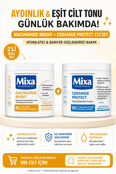 MİXA Aydınlatıcı Cilt Bakım Seti Niacinamide Bright + Ceramide Protect 2’li Set