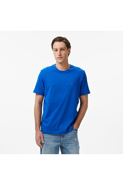 Tommy Hilfiger Men's Round Neck Slim Fit Flexible Fabric Long Sleeve Blue T-S...