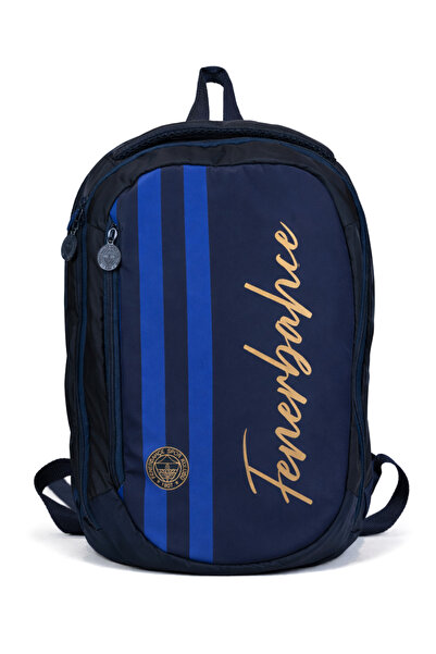 Fenerbahçe Lisanslı Çubuklu Lacivert Sırt Çantası - 3 Bölmeli Laptop Gözlü Ok...