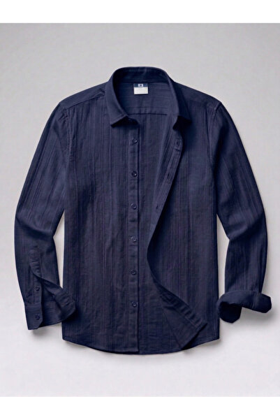 Generic Brand Men's Dobby Half Oversize Muslin Shirt