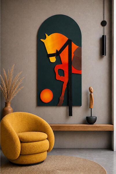 ZESİBA Feng Şui Ateş Atı Aura Serisi Duvar Dekoru 80x50 cm – Modern Soyut Tab...