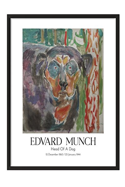 Postifull Edvard Munch - Glava psa, slika u crnom okviru, umetnička serija BR...