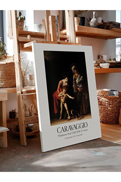 Postifull Caravaggio - Maica Domnului cu copilul și Sfânta Ana, Tablou pe pân...