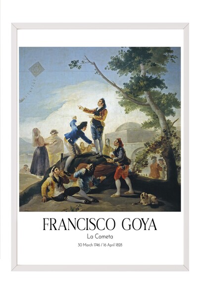 Postifull Francisco Goya - La Cometa, Tablou în ramă albă, Seria de artă NR:1...