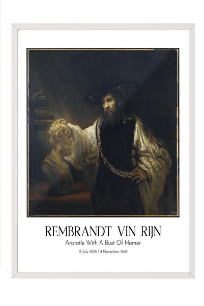 Postifull Rembrandt Vin Rijn - Aristotel sa Homerovom bustom, slika u belom o...