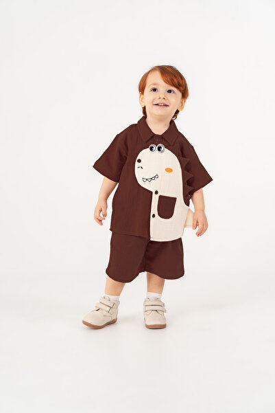 JNF kids Baby Boy Summer Dinosaur Figured Muslin Set