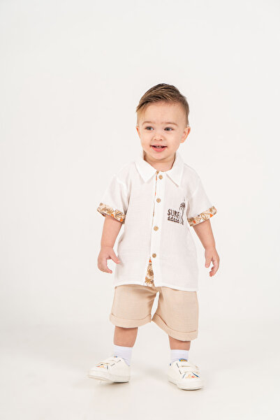 JNF kids Baby Boy Summer Muslin Shirt Shorts 2-Piece Set