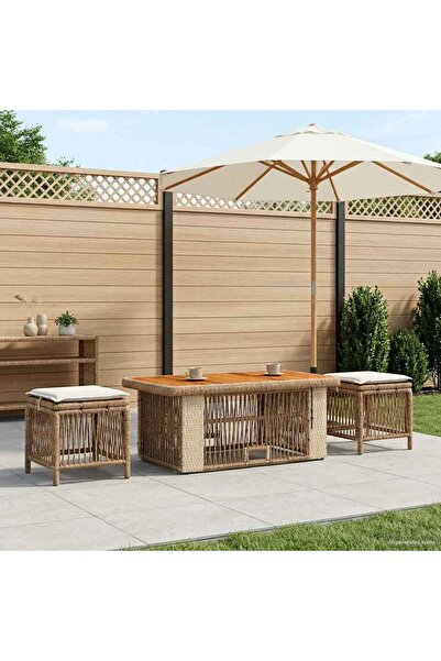 vidaxl Set de masa pentru gradina cu perna 4 pcs Bej si crem poliratan