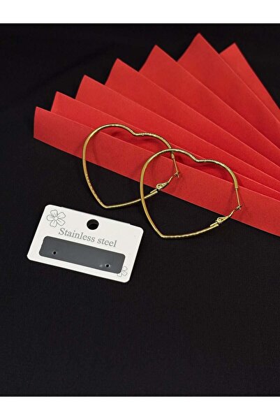 Melisa Takı & Aksesuar 316L Steel Gold Color Heart Hoop Earrings