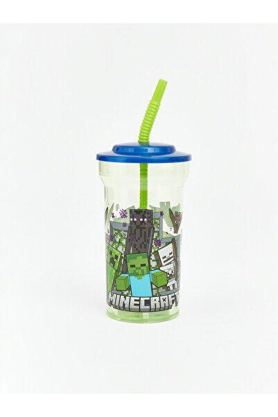 LC Waikiki Minecraft Printed Soft Drink Glass with Straw