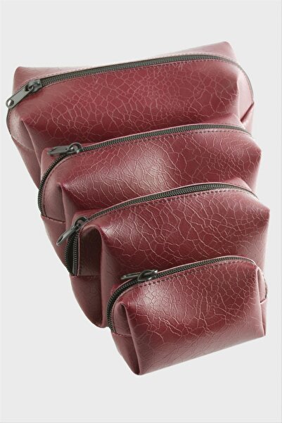 ZERO LAND Nhrhls 4 Pieces Handheld Makeup Bag (122224) - Claret Red