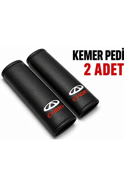 mutlu oto aksesuar Chery Uyumlu Nakışlı Deri Kemer Pedi 2 Adet – Siyah Düz De...