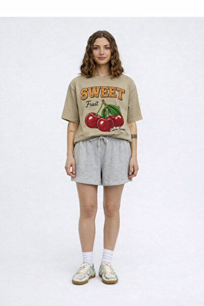 ZAVIXO Γυναικείο μπλουζάκι με στάμπα, oversized, 100% βαμβάκι |   Άνετο κοντο...