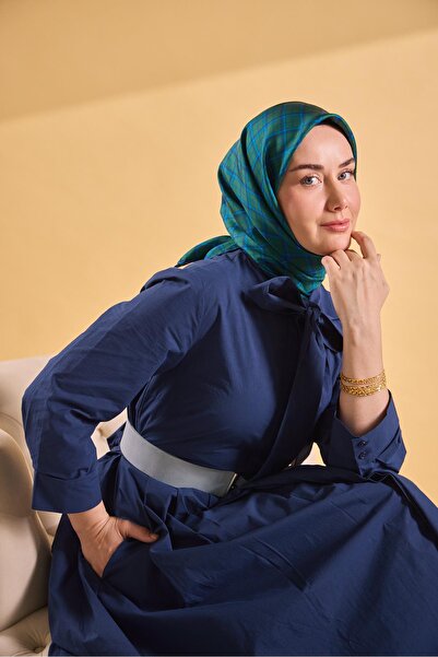 Silk Home وشاح حريري من التويل منقوش باللون الأخضر
