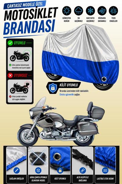 Cemku Twin غطاء محرك علوي رمادي - سفلي أزرق متوافق مع سيارة BMW R 1200 CL، غي...