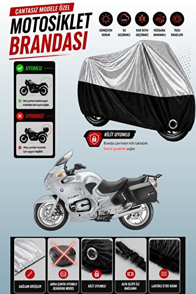 Cemku Twin غطاء محرك متوافق مع BMW R 1150 RT باللون الرمادي من الأعلى والأسود...