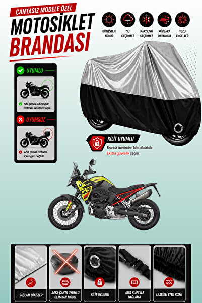 Cemku Twin غطاء محرك متوافق مع سيارة BMW F 900 GS باللون الرمادي من الأعلى وا...