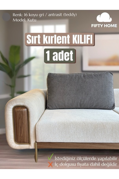 Fifty Home 1 ADET KILIF - KUTU modeli fermuarlı - Büyük sırt kırlent minder y...