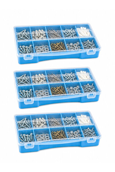 FERAH PLASTİK 3lü Ev Tamir Organizer Seti Vida Dübel Kutusu Hırdavat Düzenley...
