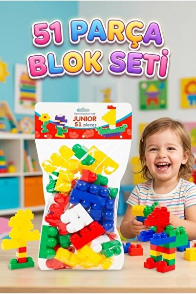 Tıfıl Toys Junior Blok Tasarım Setim! 51 Parçalı Renkli Eğitici Tuğla İnşa Oy...