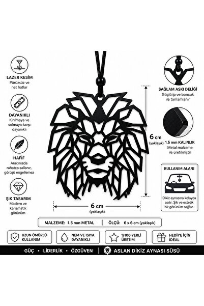 DM METAL Aslan Dikiz Aynası Süsü – Araç İçi Aksesuar – Pleksi Aslan Figürü – ...