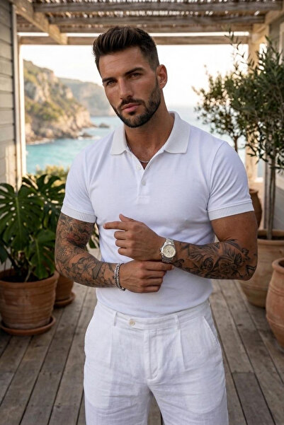bozdemirtshirt Men's Collared Slim Fit Oysho T-Shirt