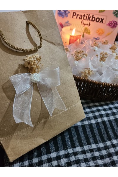 Pratikbox Fiyonk / Tül 2cm'lik / Hediyelik / Süsleme / Beyaz Renk/yarım Çiçek...