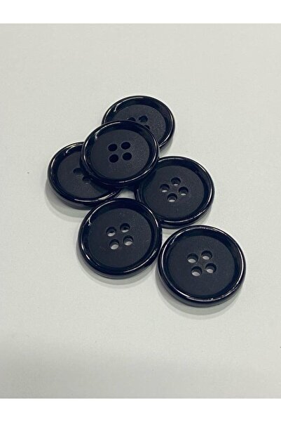 karantuhafiye Siyah Trençkot ve Mont Düğmesi / 6'lı Set / 2,5 cm / KTİO1