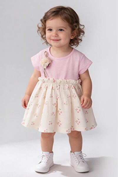 baby flamindo Baby Girl Cotton Floral Printed Muslin Summer Dress with Remova...
