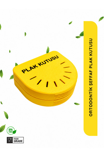 AC BOX Sarı Ortodontik Şeffaf Plak Kutusu Diş Sıkma Plağı Saklama Kabı Hijyen...