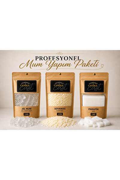 CandleCastCreation 3’lü Profesyonel Mum Yapım Seti – Jel Mum + Soya Wax + Par...