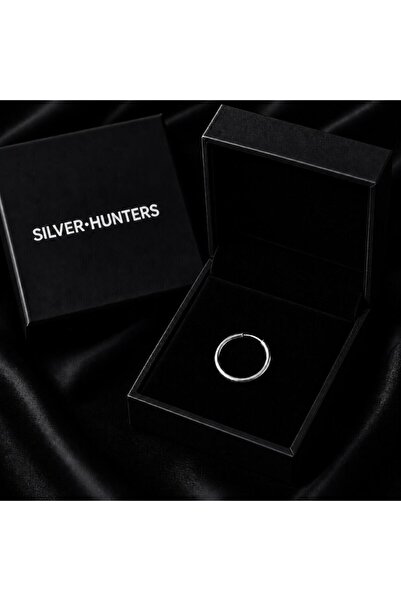 Silver Hunters Halka Gümüş Küpe 14 mm 925 Ayar Gümüş Halka Küpe 1 adet (Çift ...