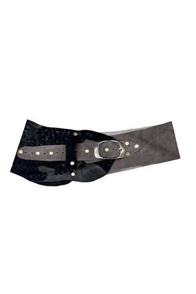 Yılday Gür Butik Valmont Fur Detailed Nubuck Design Leather Belt