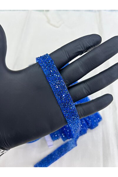 KAYA ARNİCA TEKSTİL Blue Shiny Stone Strip Iron-On 1.5 cm