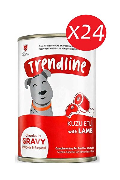 Trendline Konserve Sos İçinde Et Parçacıklı Kuzu Etli Yetişkin Köpek Maması 4...