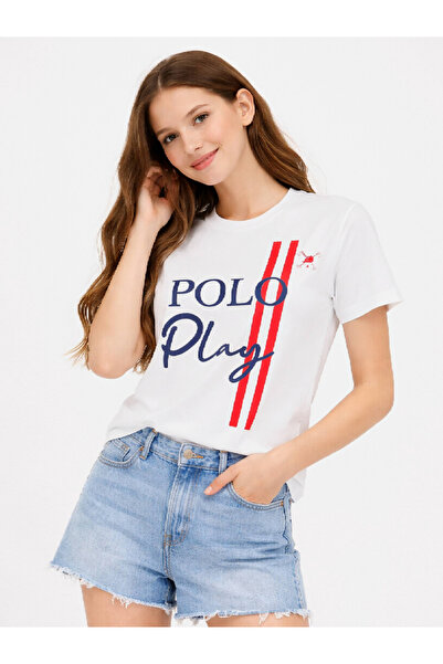 Polo Play By Styli تي شيرت مطبوع عليه شعار للفتيات المراهقات