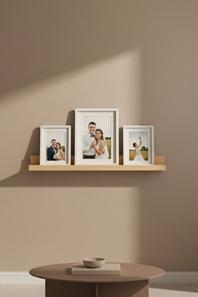 EdenHome Ahşap Çerçeve Rafı 60 cm Duvar Rafı Fotoğraf ve Tablo Rafı