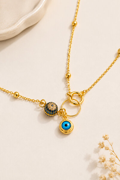 Archhazel Jewelery Nazar Boncuklu Topçuk Detaylı Kolye