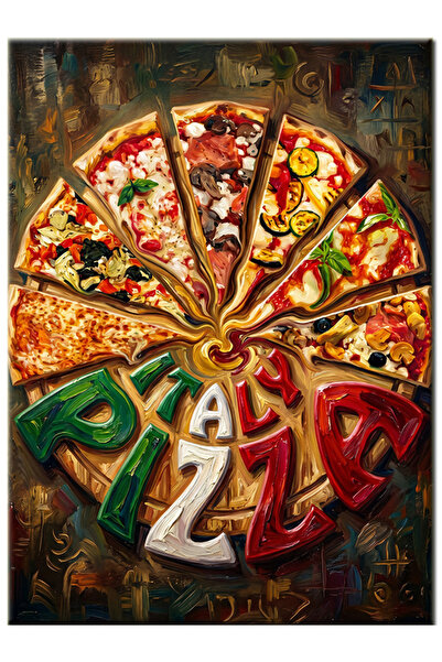 Bedeko Renkli Dilimlerden Oluşan İtalyan Pizza Mdf Ahşap Tablo