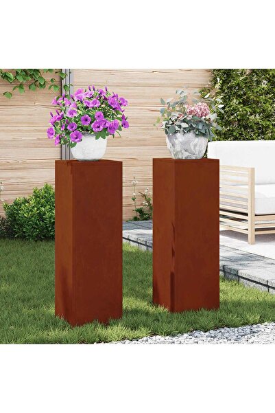 vidaxl Suport pentru plante 2 pcs Ruginit 24 x 24 x 75 cm