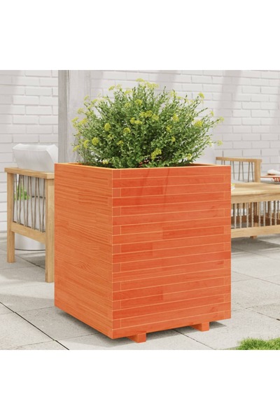 vidaxl Jardiniera de gradina, maro ceruit 60x60x72,5 cm lemn masiv pin