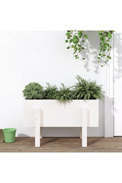 vidaxl Jardiniera de gradina, alb, 62x30x38 cm, lemn masiv de pin
