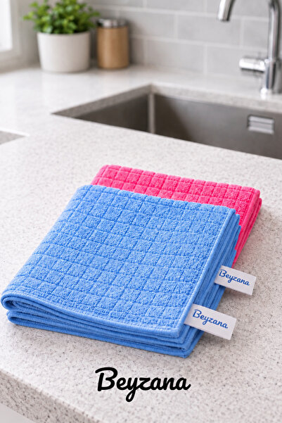 BEYZANA 2 Adet Renkli Mikrofiber Mutfak Temizlik Bezi Leke Tutmaz Koku Yapmaz...